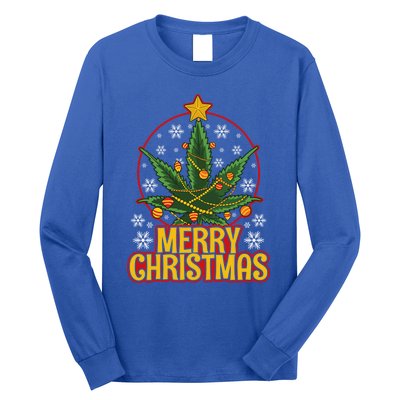 Merry Christmas Weed Marijuana Leaf Christmas Tree Pot Leaf Gift Long Sleeve Shirt