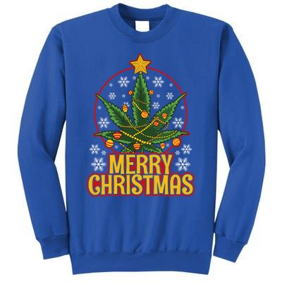 Merry Christmas Weed Marijuana Leaf Christmas Tree Pot Leaf Gift Sweatshirt