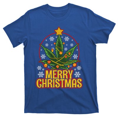 Merry Christmas Weed Marijuana Leaf Christmas Tree Pot Leaf Gift T-Shirt