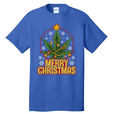 Merry Christmas Weed Marijuana Leaf Christmas Tree Pot Leaf Gift Tall T-Shirt