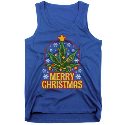 Merry Christmas Weed Marijuana Leaf Christmas Tree Pot Leaf Gift Tank Top