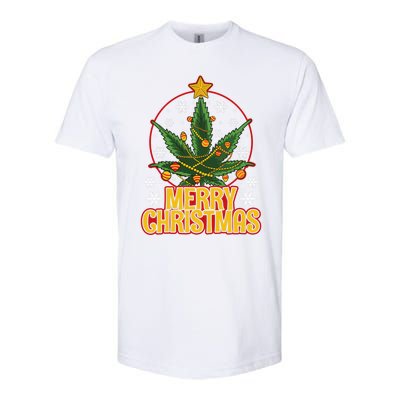 Merry Christmas Weed Marijuana Leaf Christmas Tree Pot Leaf Gift Softstyle CVC T-Shirt