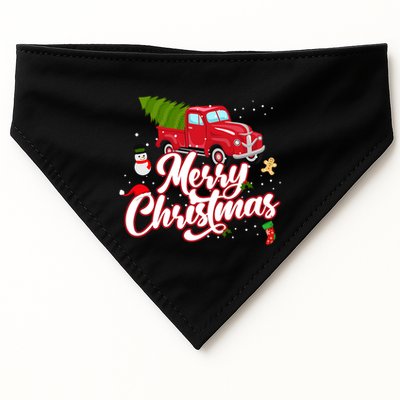 Merry Christmas With Truck Gift USA-Made Doggie Bandana