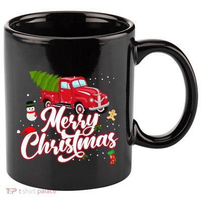 Merry Christmas With Truck Gift 11oz C Handle Ceramic Mug