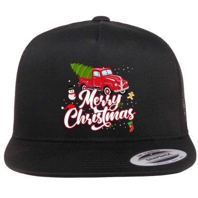 Merry Christmas With Truck Gift Flatbill Hat