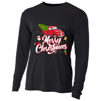 Merry Christmas With Truck Gift Cooling Performance Long Sleeve Crew