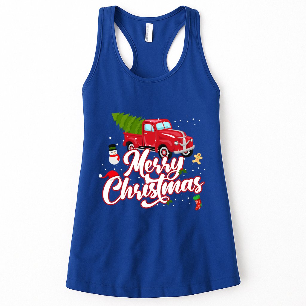 Merry Christmas With Truck Gift Womens Tank Top
