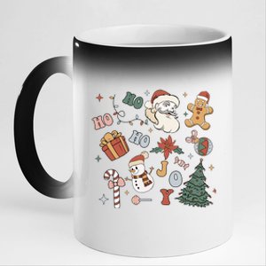 Merry Christmas With Christmas Doodles Family Xmas Matching Gift 11oz Black Color Changing Mug