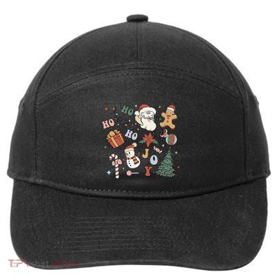 Merry Christmas With Christmas Doodles Family Xmas Matching Gift 7-Panel Snapback Hat