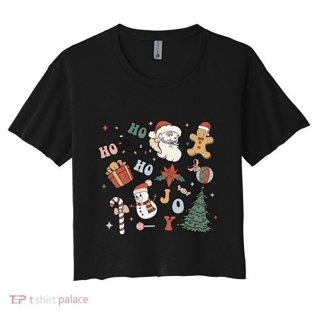 Merry Christmas With Christmas Doodles Family Xmas Matching Gift Crop Top