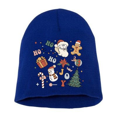 Merry Christmas With Christmas Doodles Family Xmas Matching Gift Short Acrylic Beanie