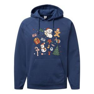 Merry Christmas With Christmas Doodles Family Xmas Matching Gift Performance Fleece Hoodie