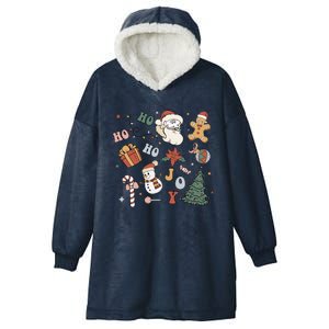 Merry Christmas With Christmas Doodles Family Xmas Matching Gift Hooded Wearable Blanket