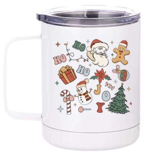 Merry Christmas With Christmas Doodles Family Xmas Matching Gift 12 oz Stainless Steel Tumbler Cup