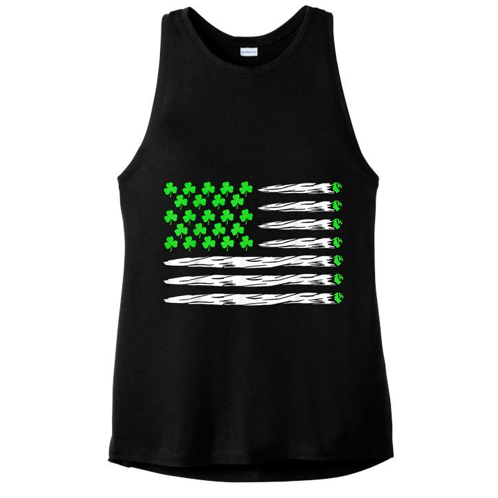 Marijuana Cannabis Weed Usa Flag Shamrock St Patricks Day Ladies PosiCharge Tri-Blend Wicking Tank