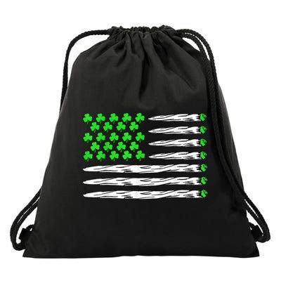 Marijuana Cannabis Weed Usa Flag Shamrock St Patricks Day Drawstring Bag