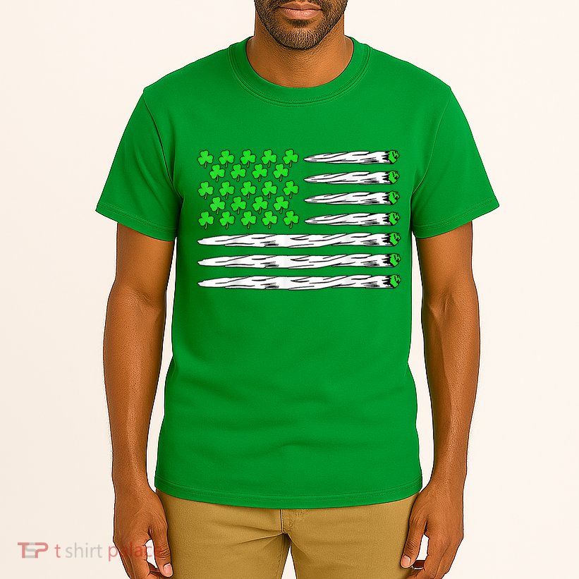 Marijuana Cannabis Weed Usa Flag Shamrock St Patricks Day Tall T-Shirt
