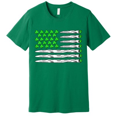 Marijuana Cannabis Weed Usa Flag Shamrock St Patricks Day Premium T-Shirt