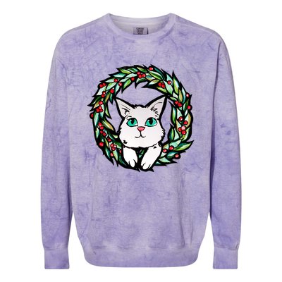 Meowy Catmas White Kitty Christmas Meaningful Gift Colorblast Crewneck Sweatshirt