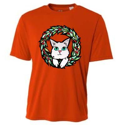 Meowy Catmas White Kitty Christmas Meaningful Gift Cooling Performance Crew T-Shirt