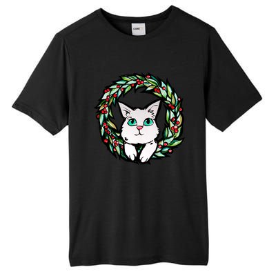 Meowy Catmas White Kitty Christmas Meaningful Gift Tall Fusion ChromaSoft Performance T-Shirt