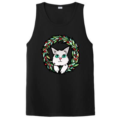 Meowy Catmas White Kitty Christmas Meaningful Gift PosiCharge Competitor Tank