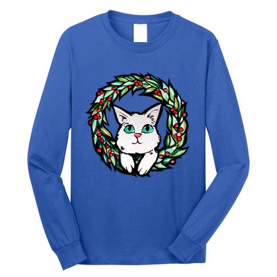 Meowy Catmas White Kitty Christmas Meaningful Gift Long Sleeve Shirt