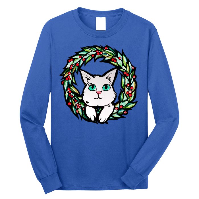 Meowy Catmas White Kitty Christmas Meaningful Gift Long Sleeve Shirt