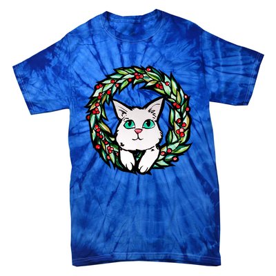 Meowy Catmas White Kitty Christmas Meaningful Gift Tie-Dye T-Shirt