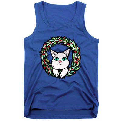 Meowy Catmas White Kitty Christmas Meaningful Gift Tank Top