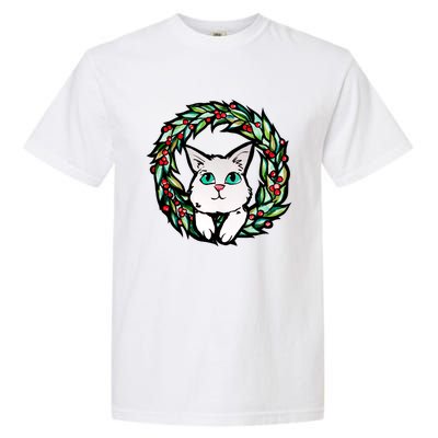 Meowy Catmas White Kitty Christmas Meaningful Gift Garment-Dyed Heavyweight T-Shirt