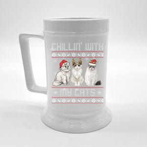 Meowy Chillin With My Cats Feline Fun Christmas Cat Funny Gift Beer Stein