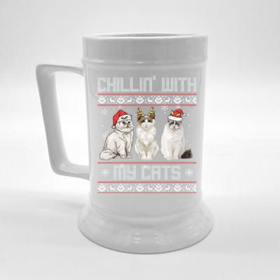 Meowy Chillin With My Cats Feline Fun Christmas Cat Funny Gift Beer Stein