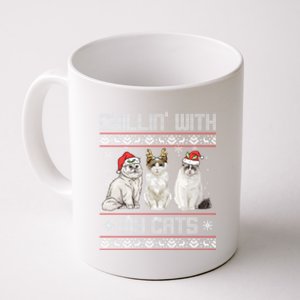 Meowy Chillin With My Cats Feline Fun Christmas Cat Funny Gift Coffee Mug