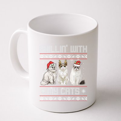 Meowy Chillin With My Cats Feline Fun Christmas Cat Funny Gift Coffee Mug