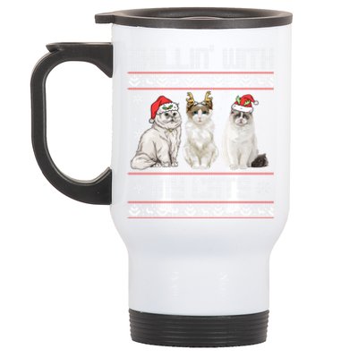 Meowy Chillin With My Cats Feline Fun Christmas Cat Funny Gift Stainless Steel Travel Mug