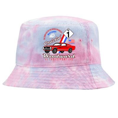 M1 Cruisin Woodward Motown The Town That Put The World On Wheels Tie-Dyed Bucket Hat