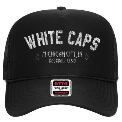 Michigan City White Caps Old School Baseball High Crown Mesh Back Trucker Hat