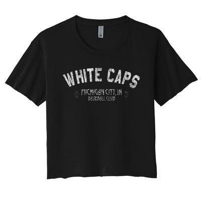 Michigan City White Caps Old School Baseball Women's Crop Top Tee