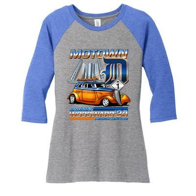 Motown Cruisin Woodward 2024 Women's Tri-Blend 3/4-Sleeve Raglan Shirt