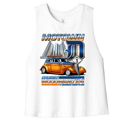 Motown Cruisin Woodward 2024 Women's Racerback Cropped Tank