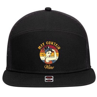 May Contain Wine Shirts Funny Wine Tasting Red Wine Lover 7 Panel Mesh Trucker Snapback Hat