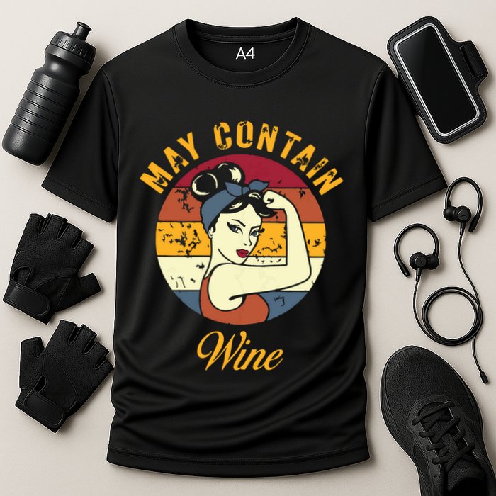 May Contain Wine Shirts Funny Wine Tasting Red Wine Lover Cooling Performance Crew T-Shirt