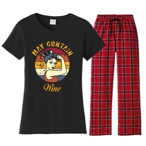 May Contain Wine Shirts Funny Wine Tasting Red Wine Lover Women's Flannel Pajama Set