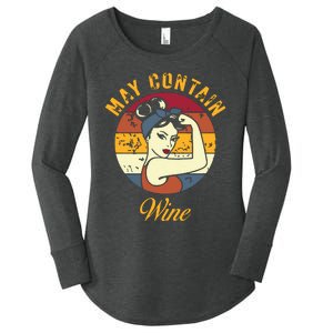 May Contain Wine Shirts Funny Wine Tasting Red Wine Lover Women's Perfect Tri Tunic Long Sleeve Shirt