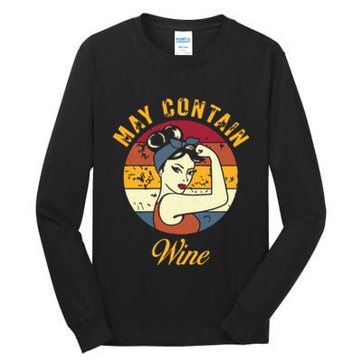 May Contain Wine Shirts Funny Wine Tasting Red Wine Lover Tall Long Sleeve T-Shirt