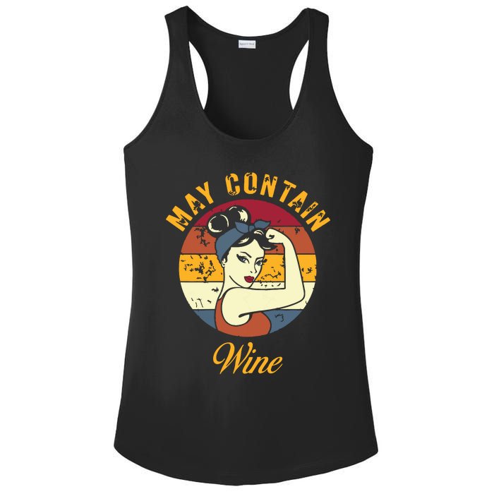 May Contain Wine Shirts Funny Wine Tasting Red Wine Lover Ladies PosiCharge Competitor Racerback Tank