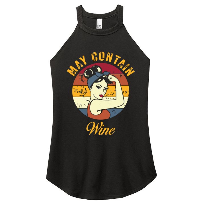 May Contain Wine Shirts Funny Wine Tasting Red Wine Lover Women's Perfect Tri Rocker Tank