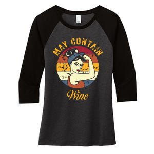 May Contain Wine Shirts Funny Wine Tasting Red Wine Lover Women's Tri-Blend 3/4-Sleeve Raglan Shirt