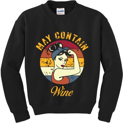 May Contain Wine Shirts Funny Wine Tasting Red Wine Lover Kids Sweatshirt